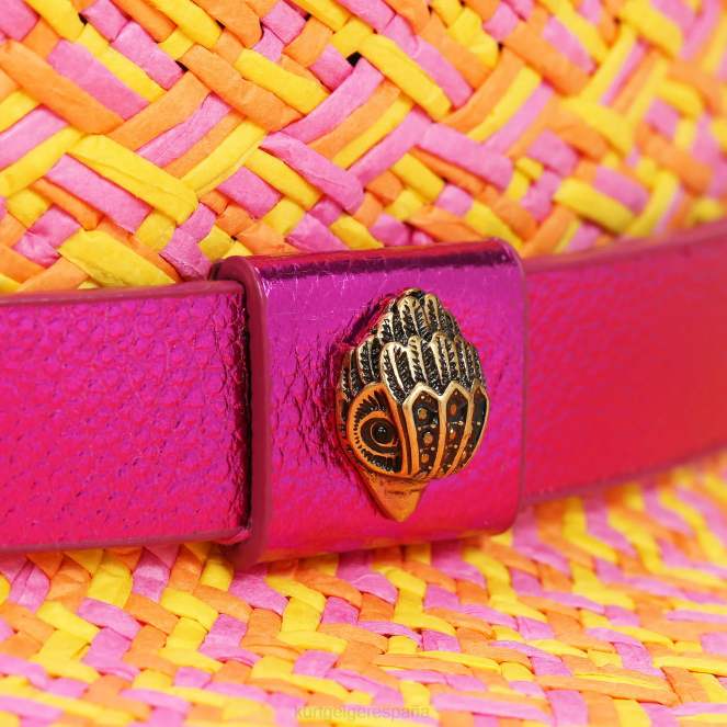 Kurt Geiger mujer sombrero fedora de paja london con flecos 2LPR474 | accesorios combinación rosa